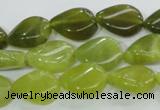 CKA114 15.5 inches 13*18mm twisted flat teardrop Korean jade beads