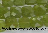 CKA116 15.5 inches 14*14mm faceted square Korean jade beads