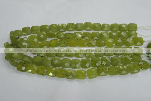 CKA116 15.5 inches 14*14mm faceted square Korean jade beads