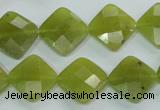 CKA117 15.5 inches 14*14mm faceted diamond Korean jade beads