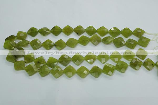 CKA117 15.5 inches 14*14mm faceted diamond Korean jade beads