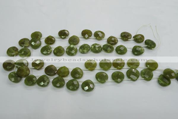 CKA120 Top-drilled 16*16mm faceted flat teardrop Korean jade beads