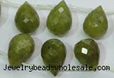 CKA121 Top-drilled 12*17mm faceted teardrop Korean jade beads