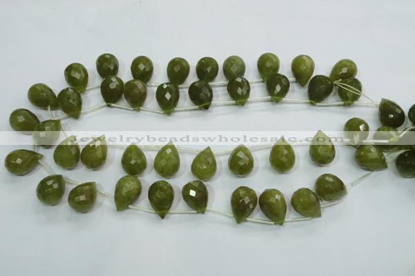 CKA121 Top-drilled 12*17mm faceted teardrop Korean jade beads