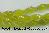 CKA21 15.5 inches 6*12mm twisted rice Korean jade gemstone beads