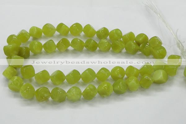 CKA22 15.5 inches 12*12mm cube Korean jade gemstone beads