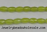 CKA225 15.5 inches 6*8mm faceted rice Korean jade gemstone beads