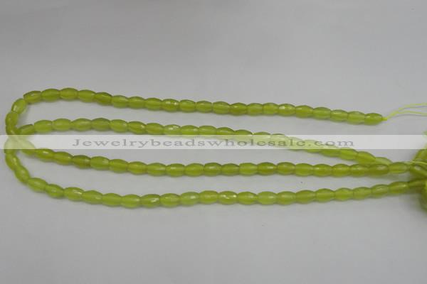 CKA225 15.5 inches 6*8mm faceted rice Korean jade gemstone beads