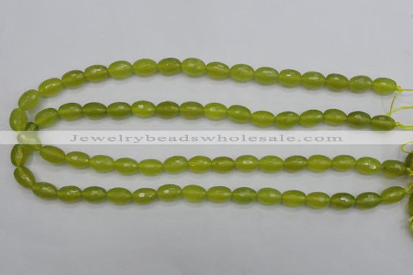 CKA226 15.5 inches 8*12mm faceted rice Korean jade gemstone beads