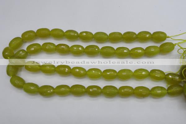 CKA227 15.5 inches 12*16mm faceted rice Korean jade gemstone beads