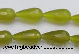 CKA229 15.5 inches 10*20mm faceted teardrop Korean jade gemstone beads