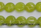 CKA237 15.5 inches 14mm flat round Korean jade gemstone beads