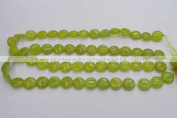 CKA237 15.5 inches 14mm flat round Korean jade gemstone beads