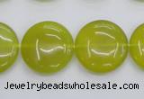 CKA238 15.5 inches 20mm flat round Korean jade gemstone beads