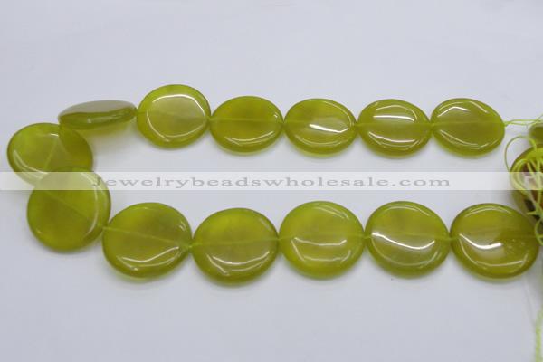 CKA240 15.5 inches 30mm flat round Korean jade gemstone beads