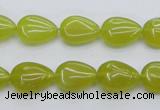 CKA255 15.5 inches 10*14mm flat teardrop Korean jade gemstone beads