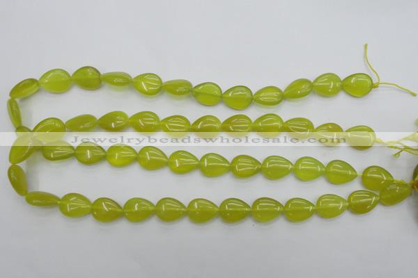 CKA256 15.5 inches 12*16mm flat teardrop Korean jade gemstone beads