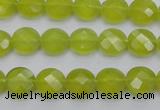 CKA265 15.5 inches 10mm faceted coin Korean jade gemstone beads