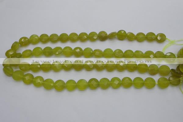 CKA266 15.5 inches 12mm faceted coin Korean jade gemstone beads