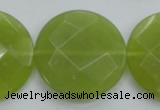 CKA268 15.5 inches 30mm faceted coin Korean jade gemstone beads