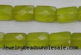 CKA280 15.5 inches 10*14mm faceted rectangle Korean jade gemstone beads