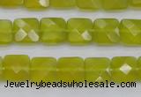 CKA285 15.5 inches 10*10mm faceted square Korean jade gemstone beads