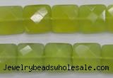 CKA286 15.5 inches 14*14mm faceted square Korean jade gemstone beads