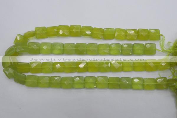 CKA286 15.5 inches 14*14mm faceted square Korean jade gemstone beads