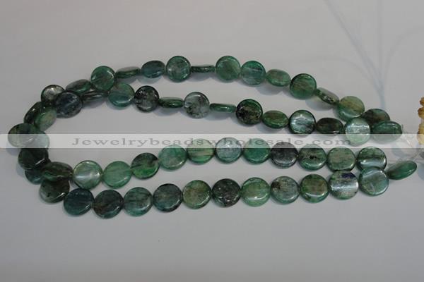 CKC60 15.5 inches 14mm flat round natural green kyanite beads