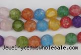 CKQ03 15.5 inches 8mm round matte dyed crackle quartz beads