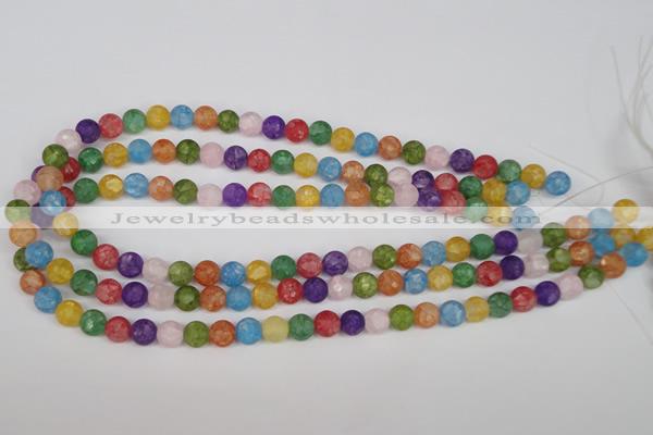 CKQ03 15.5 inches 8mm round matte dyed crackle quartz beads