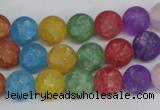 CKQ04 15.5 inches 10mm round matte dyed crackle quartz beads