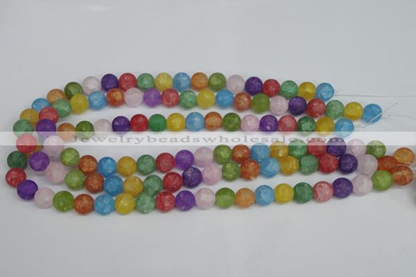 CKQ04 15.5 inches 10mm round matte dyed crackle quartz beads