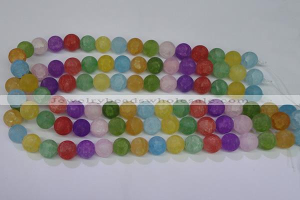 CKQ05 15.5 inches 12mm round matte dyed crackle quartz beads