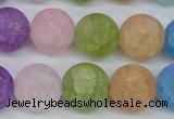 CKQ06 15.5 inches 14mm round matte dyed crackle quartz beads