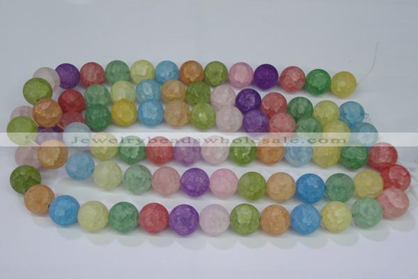 CKQ06 15.5 inches 14mm round matte dyed crackle quartz beads