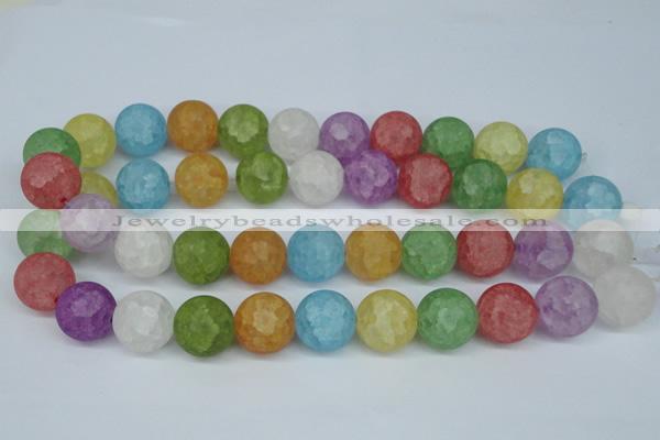 CKQ08 15.5 inches 18mm round matte dyed crackle quartz beads