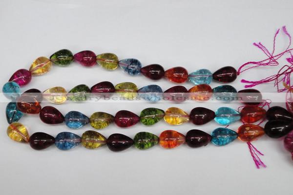 CKQ110 15.5 inches 12*18mm teardrop dyed crackle quartz beads