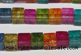 CKQ115 15.5 inches 8*8mm cube dyed crackle quartz beads