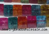 CKQ116 15.5 inches 10*10mm cube dyed crackle quartz beads