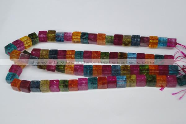 CKQ116 15.5 inches 10*10mm cube dyed crackle quartz beads