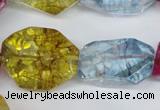 CKQ119 15.5 inches 16*26mm faceted nuggets dyed crackle quartz beads