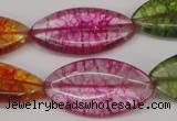 CKQ124 15.5 inches 15*30mm marquise dyed crackle quartz beads