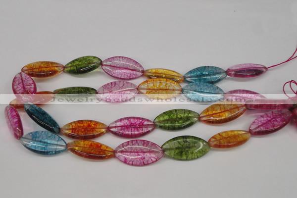 CKQ124 15.5 inches 15*30mm marquise dyed crackle quartz beads