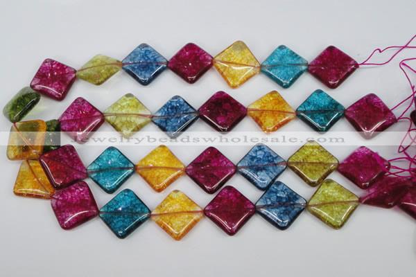 CKQ132 15.5 inches 20*20mm diamond dyed crackle quartz beads