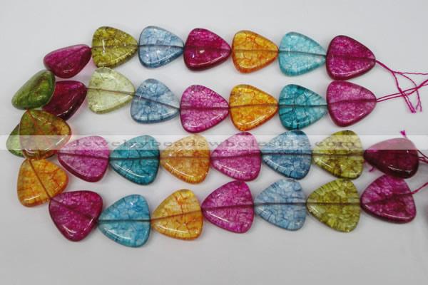 CKQ135 15.5 inches 20*20mm triangle dyed crackle quartz beads