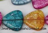 CKQ136 15.5 inches 25*25mm triangle dyed crackle quartz beads