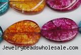 CKQ140 15.5 inches 20*30mm twisted oval dyed crackle quartz beads