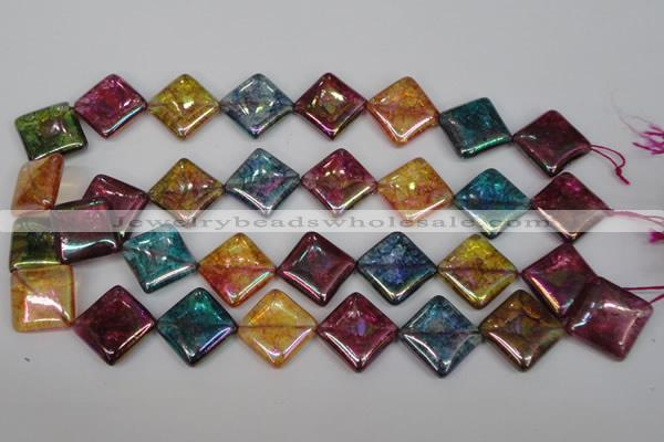 CKQ152 15.5 inches 20*20mm diamond AB-color crackle quartz beads