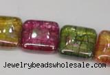 CKQ155 15.5 inches 20*20mm square AB-color crackle quartz beads